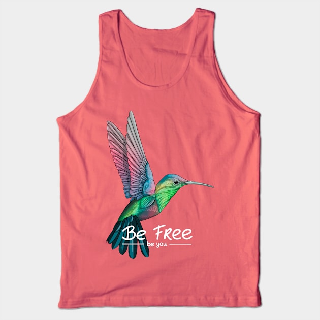 Be Free hummingbird design Tank Top by Mei.illustration